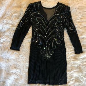 A.J Bari Vintage 80’s Silk Sequin Dress✨